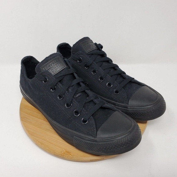 Converse Womens 8 Sneakers Chuck Taylor Ox Monochrome Black Low Lace Up Shoes - Picture 1 of 10